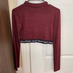 Worn once Calvin Klein maroon long-sleeve crop